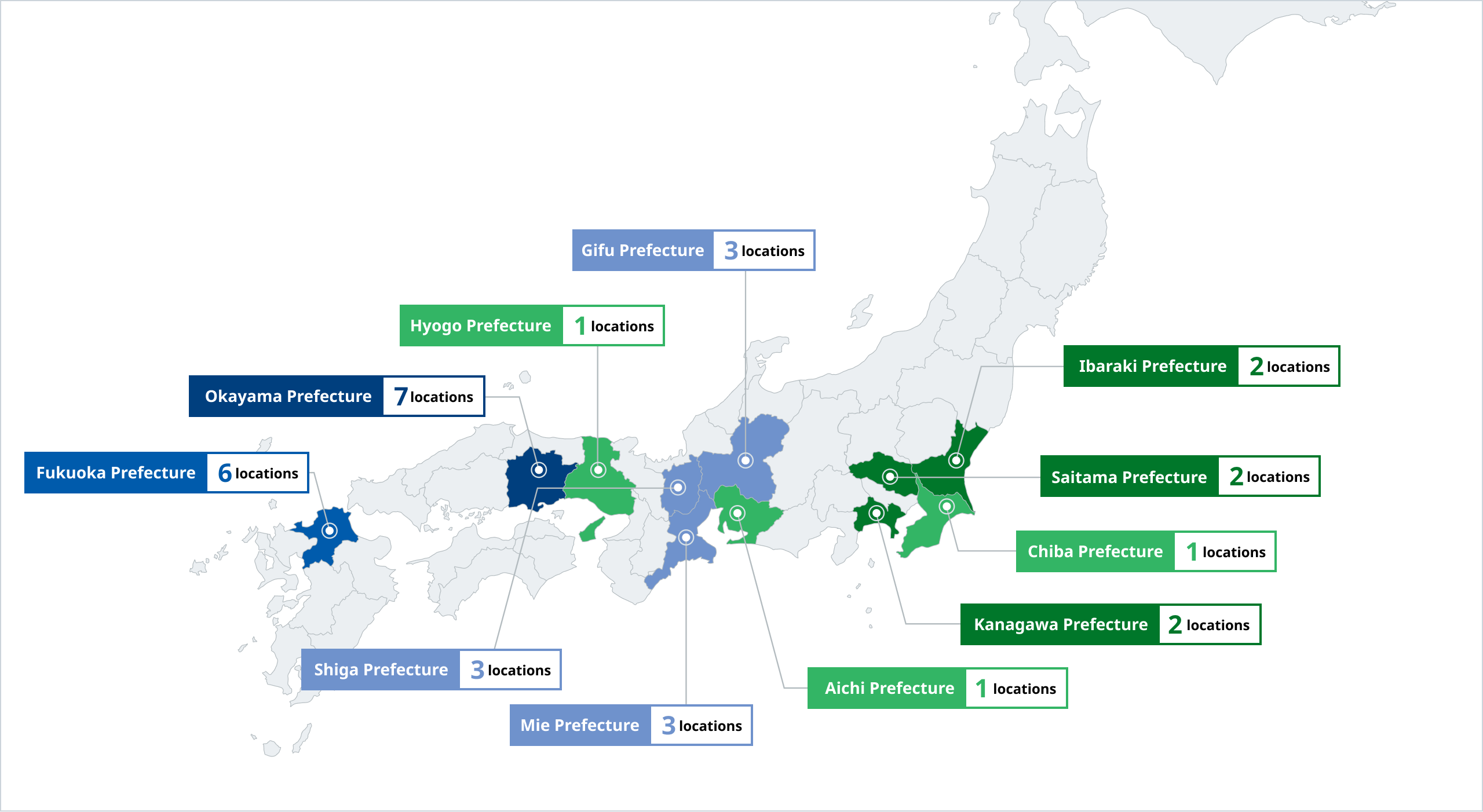 List of Company-Owned Warehouses and Tank Terminals MAP